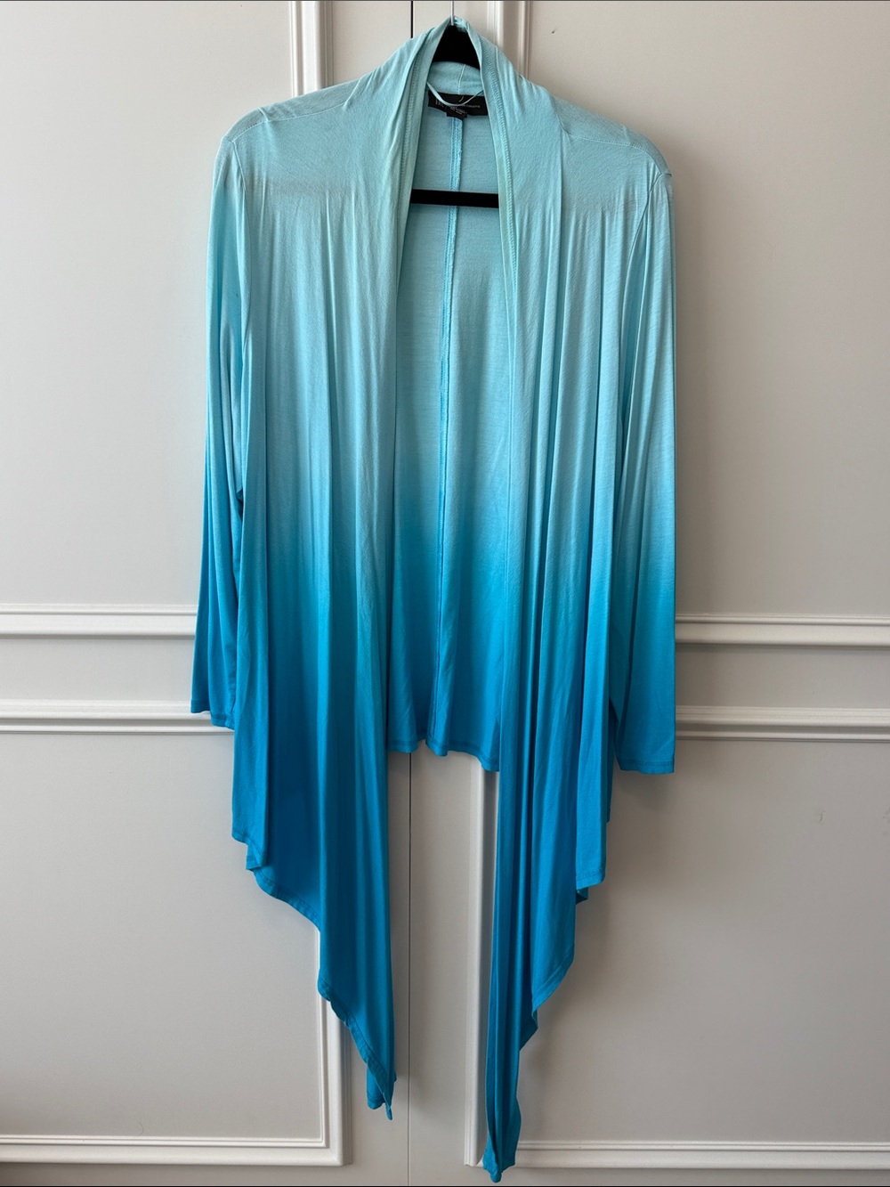 INC International Concepts Blue Ombre Draped Open Front Cardigan